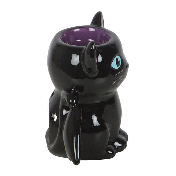 Gothic Ölbrenner und Wachswärmer black Cat with Batwings