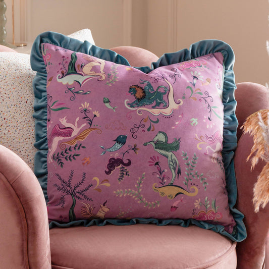 Rüschen Samt Paradekissen Dekokissen Fantasy vintage 45x45 mit Füllkissen