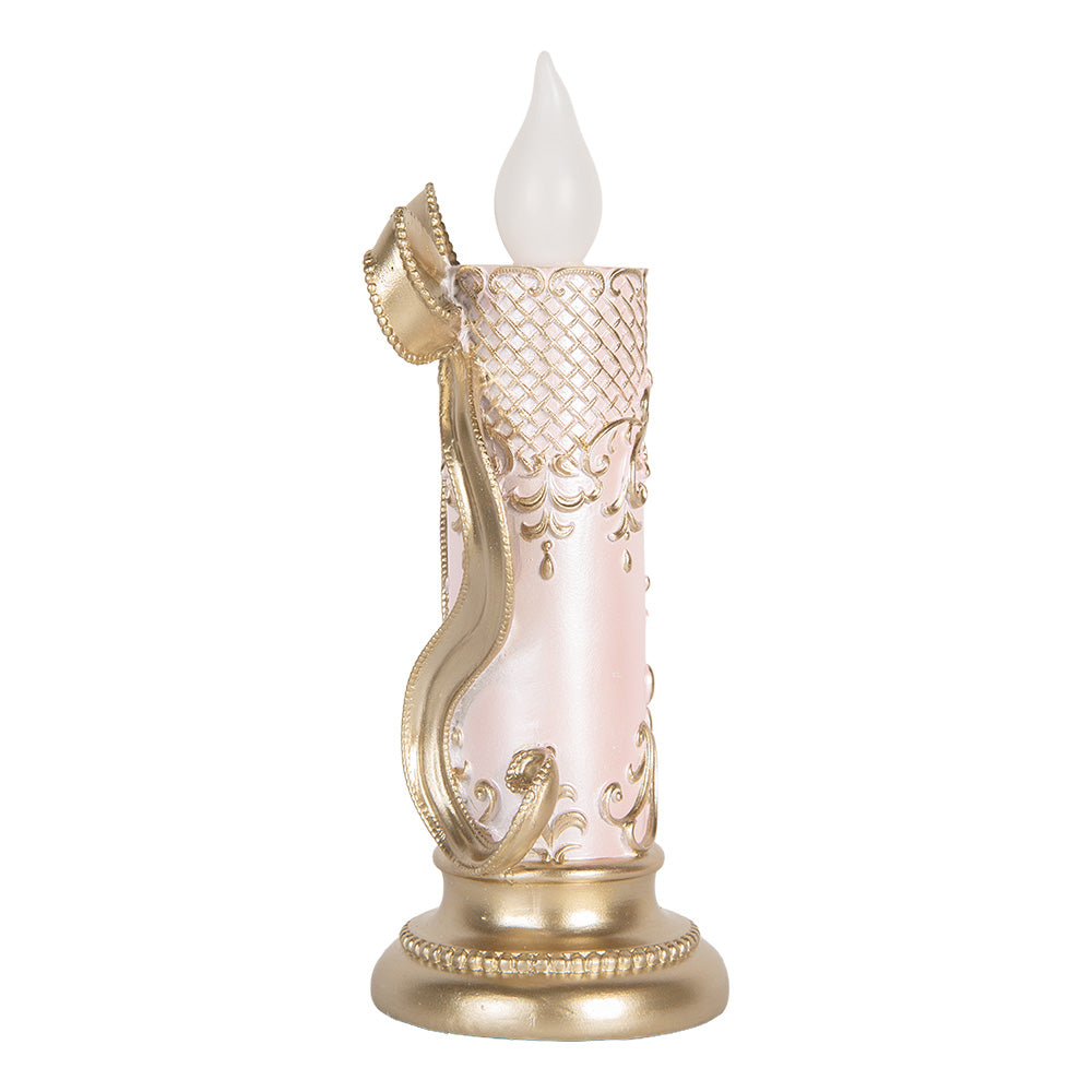 LED-Dekokerze mit goldfarbener Schleife – Vintage, 25 cm Weihnachten