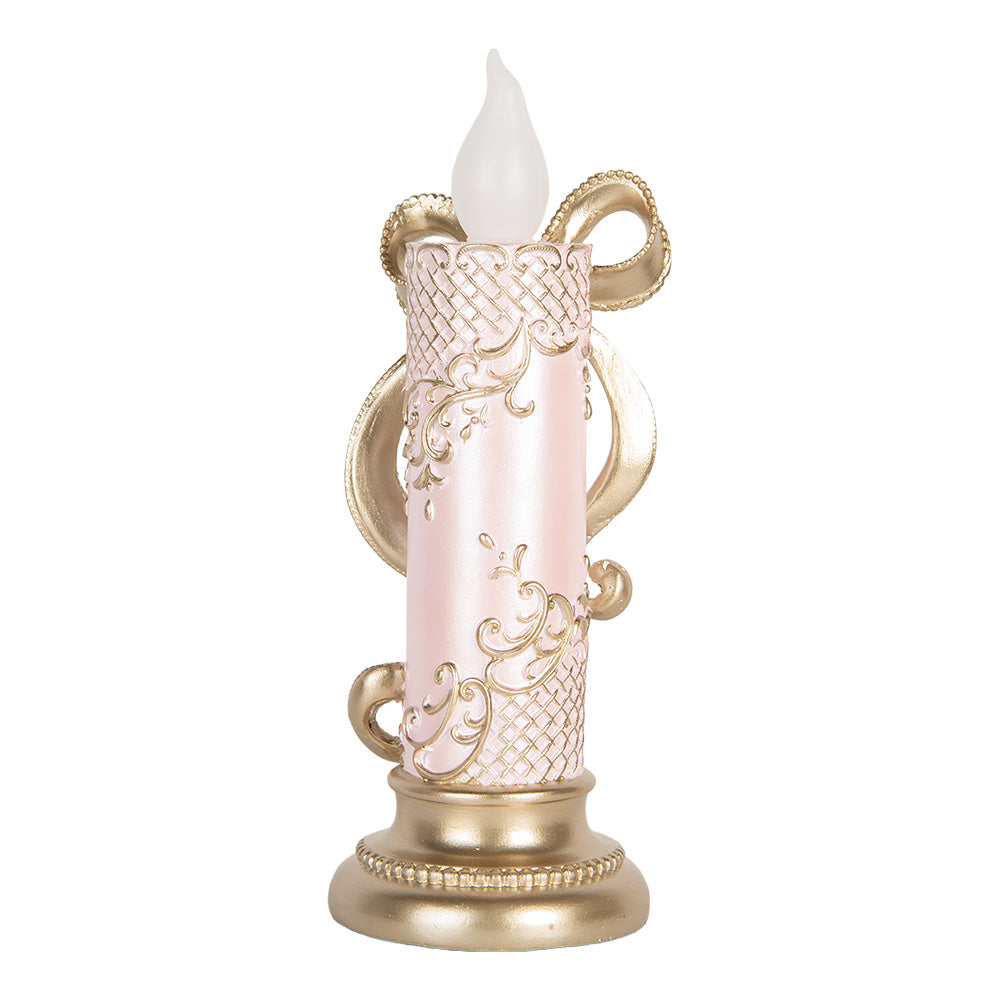 LED-Dekokerze mit goldfarbener Schleife – Vintage, 25 cm Weihnachten