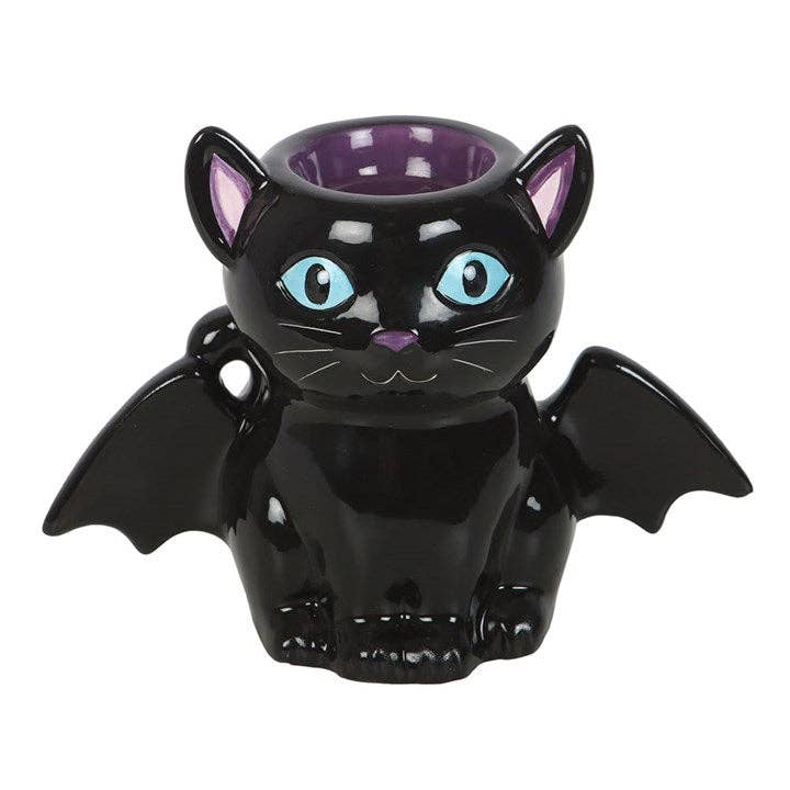 Gothic Ölbrenner und Wachswärmer black Cat with Batwings