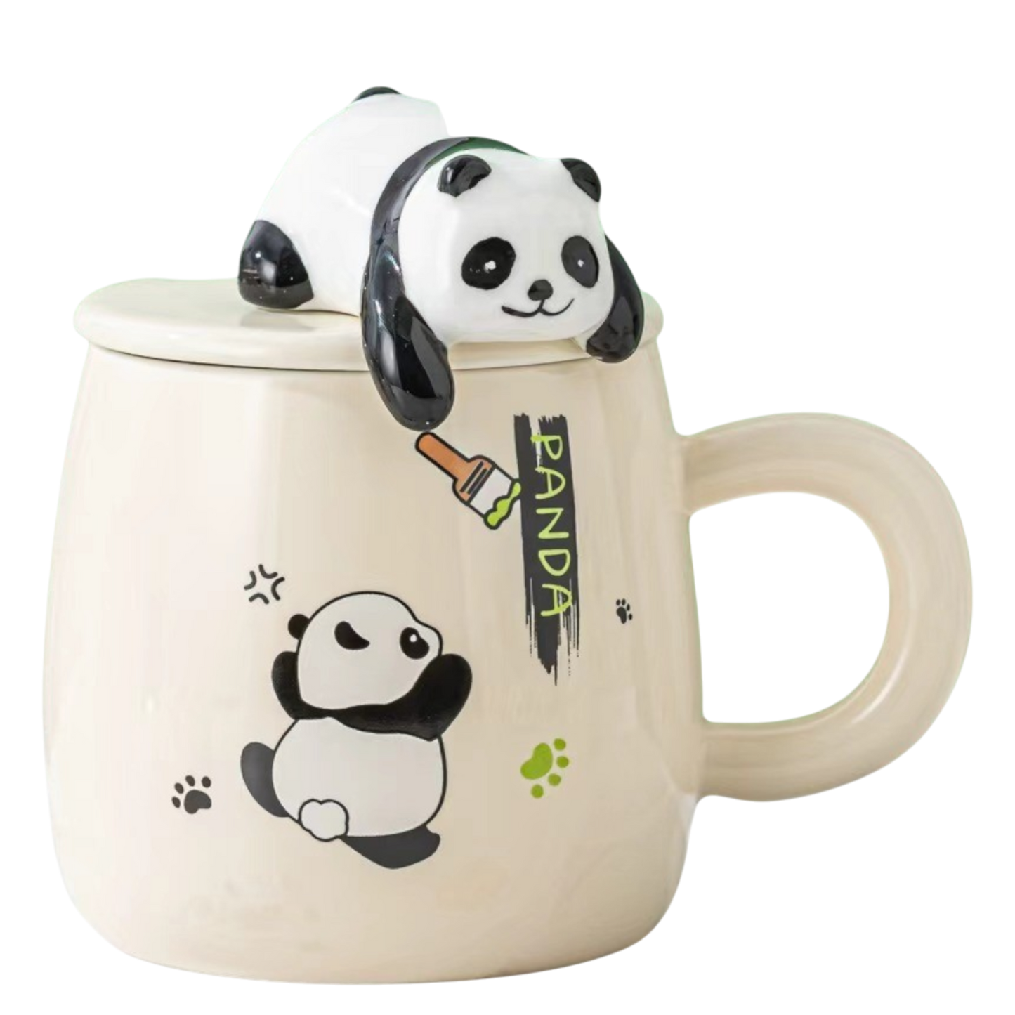 Kawaii Panda 3D-Keramikbecher mit Deckel Becher Anime-Style