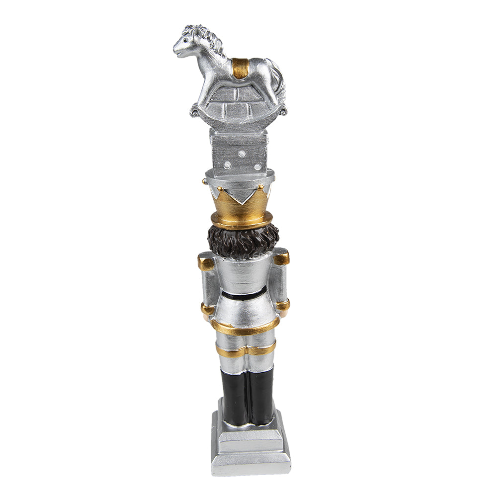 Nussknacker-Dekofigur Silber mit Schaukelpferd 23 cm Clayre & Eef