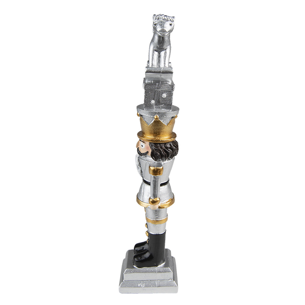 Nussknacker-Dekofigur Silber mit Schaukelpferd 23 cm Clayre & Eef