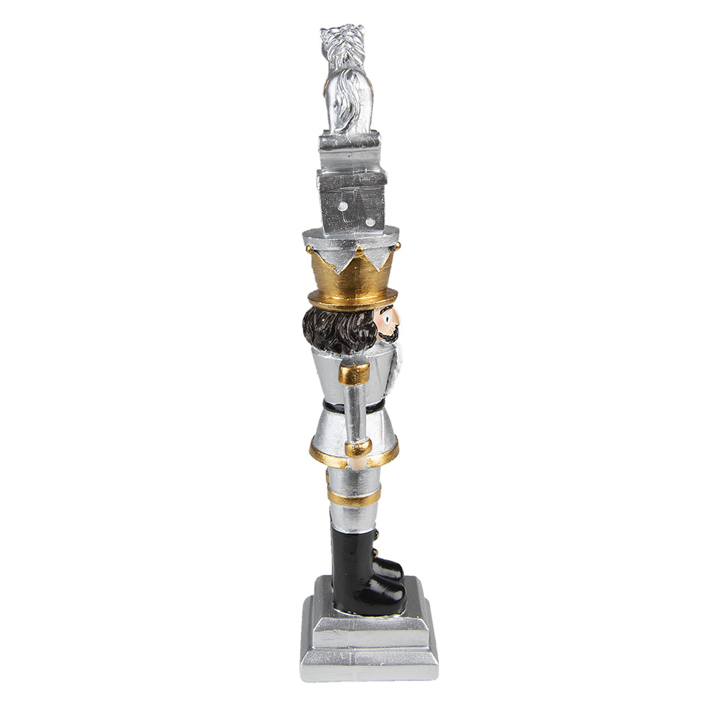 Nussknacker-Dekofigur Silber mit Schaukelpferd 23 cm Clayre & Eef