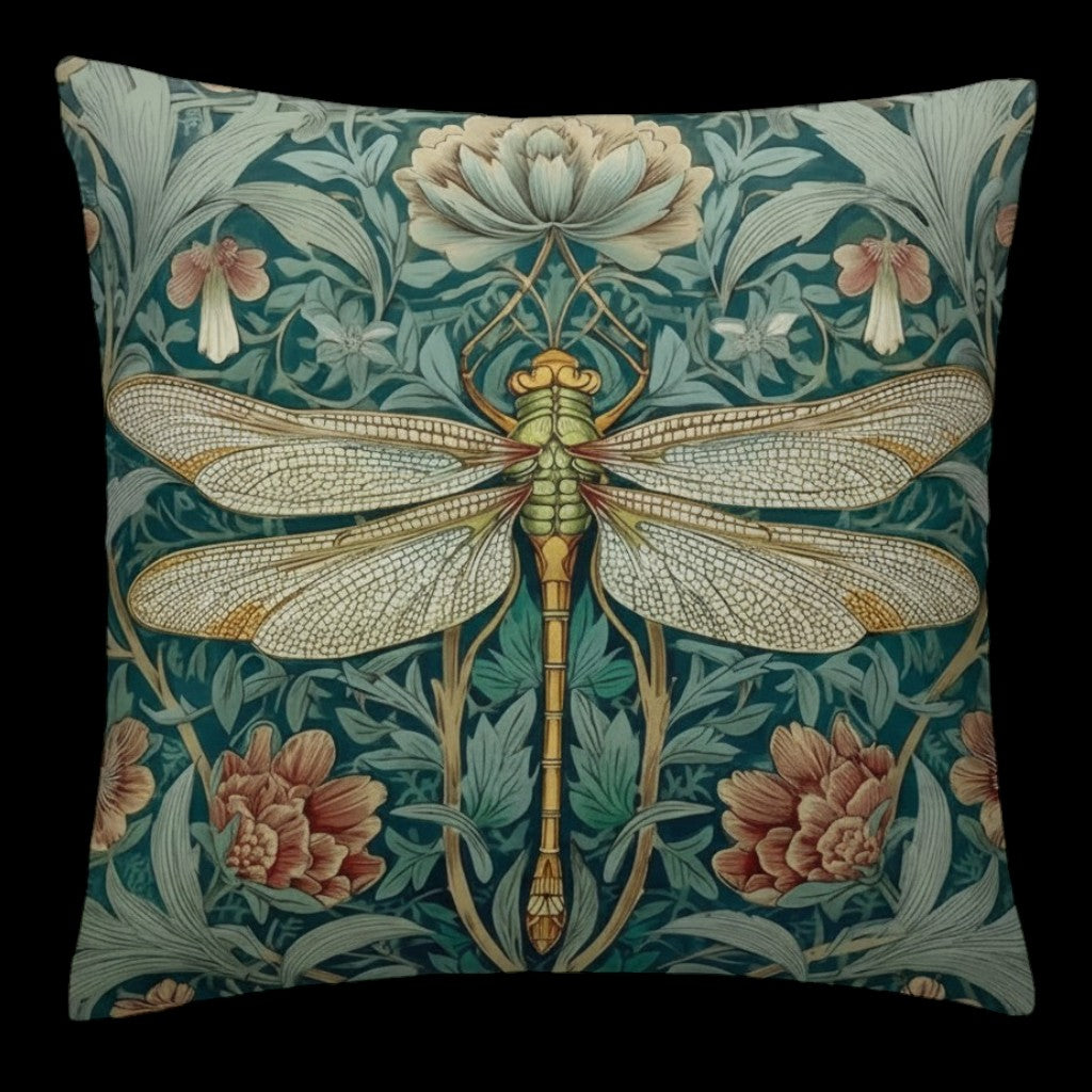 Dekokissen Libelle Jugendstil – William Morris Botanical Vintage 45 x 45 cm