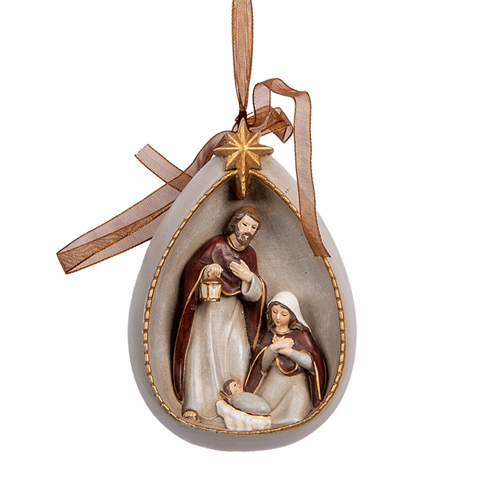 Weihnachtsanhänger Krippe mit Christbaumschmuck Clayre & Eef 11 cm