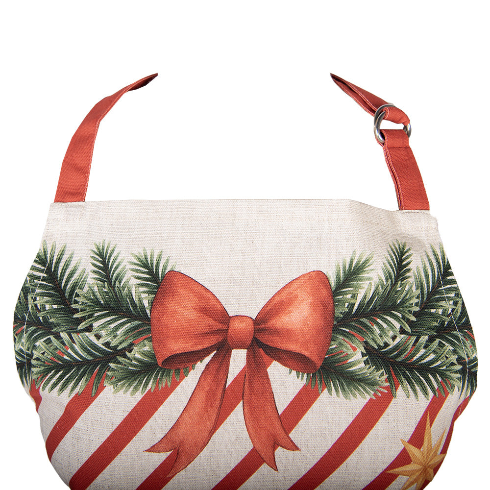 Vintage-Küchenschürze Weihnachten – Beige-Rot, 70 × 85 cm