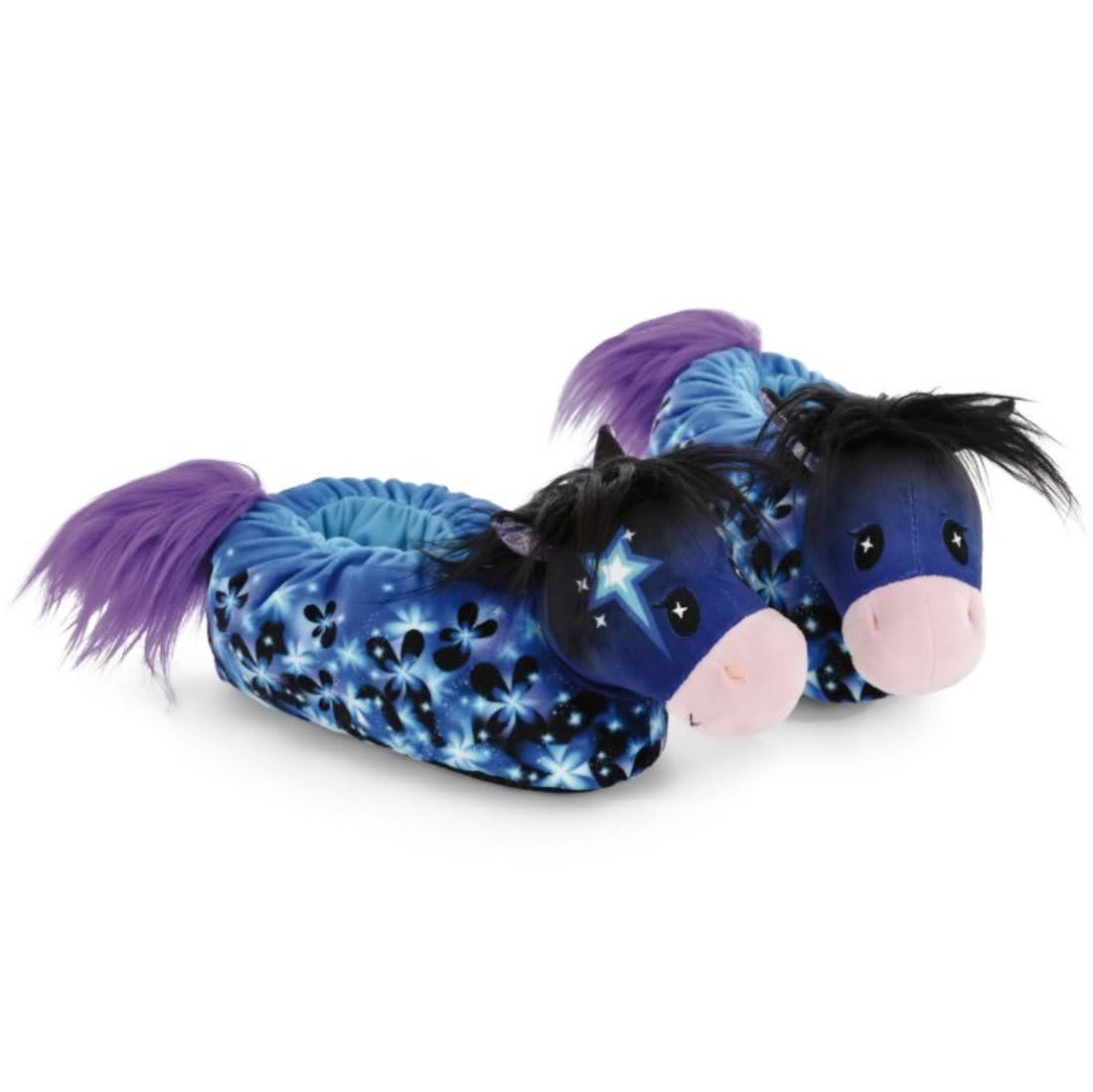 Nici Hausschuhe Pony Starflower in blau-schwarz 38-41 Plüsch