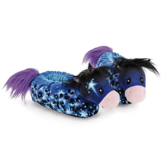 Nici Hausschuhe Pony Starflower in blau-schwarz 38-41 Plüsch