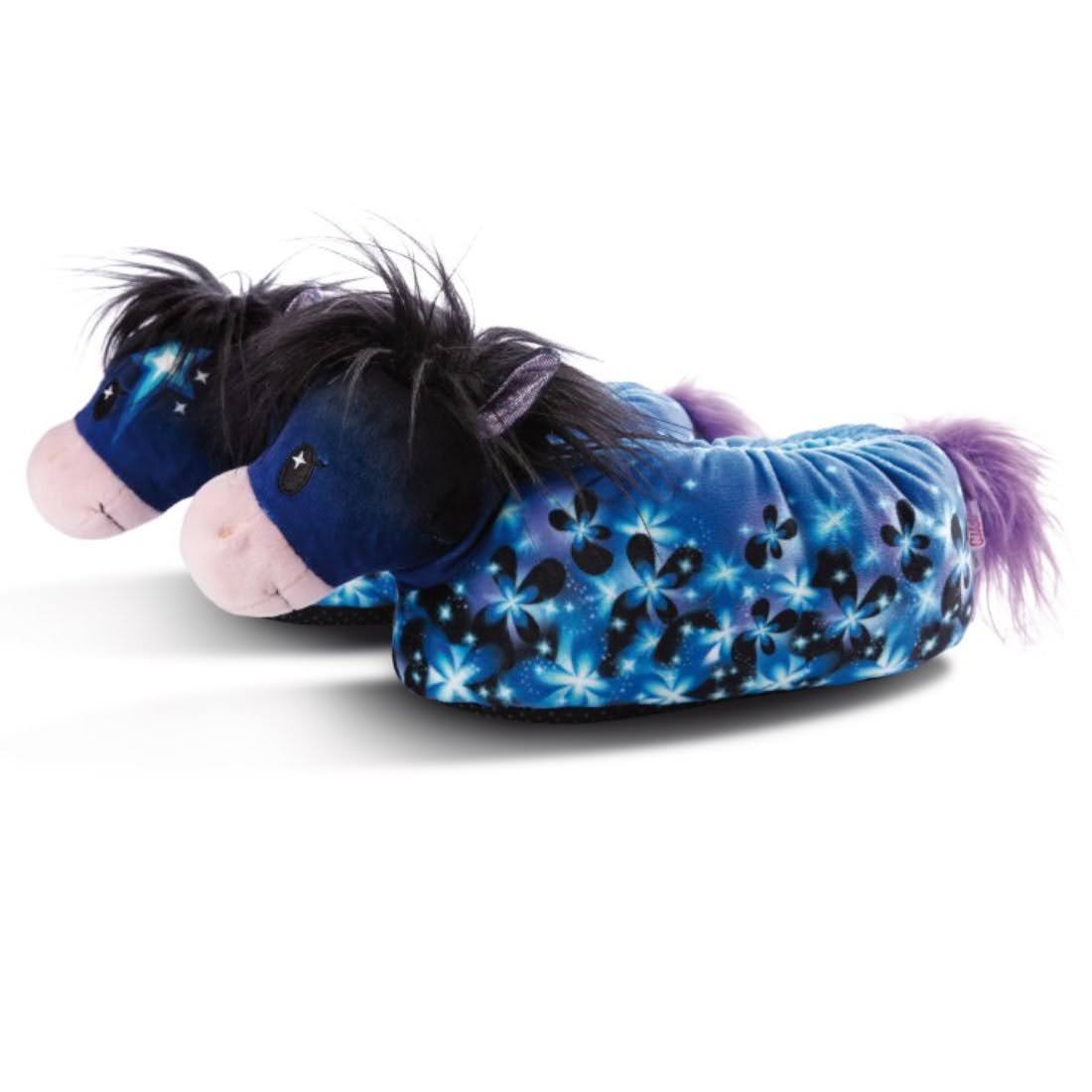 Nici Hausschuhe Pony Starflower in blau-schwarz 38-41 Plüsch
