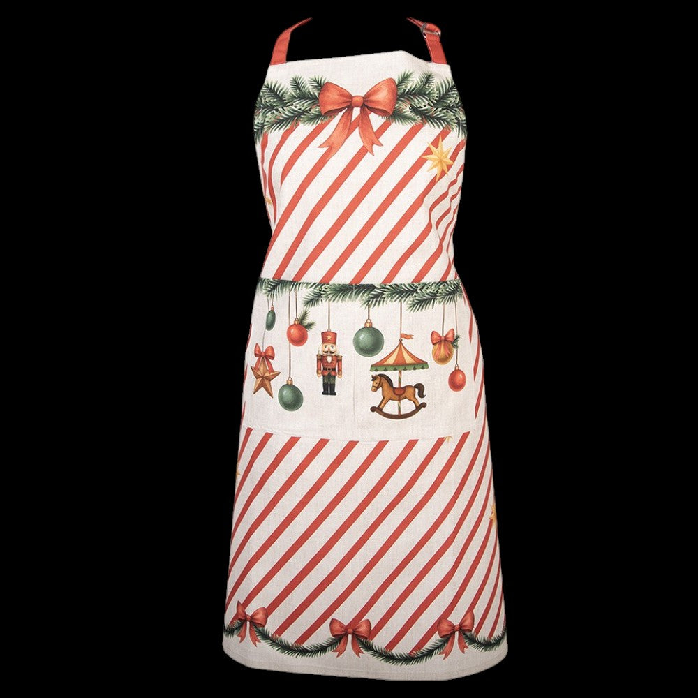 Vintage-Küchenschürze Weihnachten – Beige-Rot, 70 × 85 cm