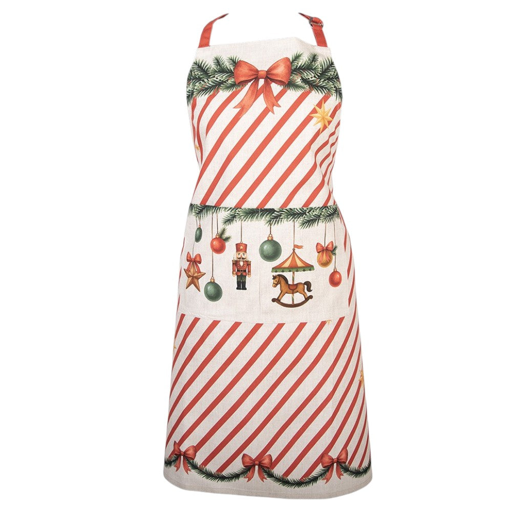 Vintage-Küchenschürze Weihnachten – Beige-Rot, 70 × 85 cm