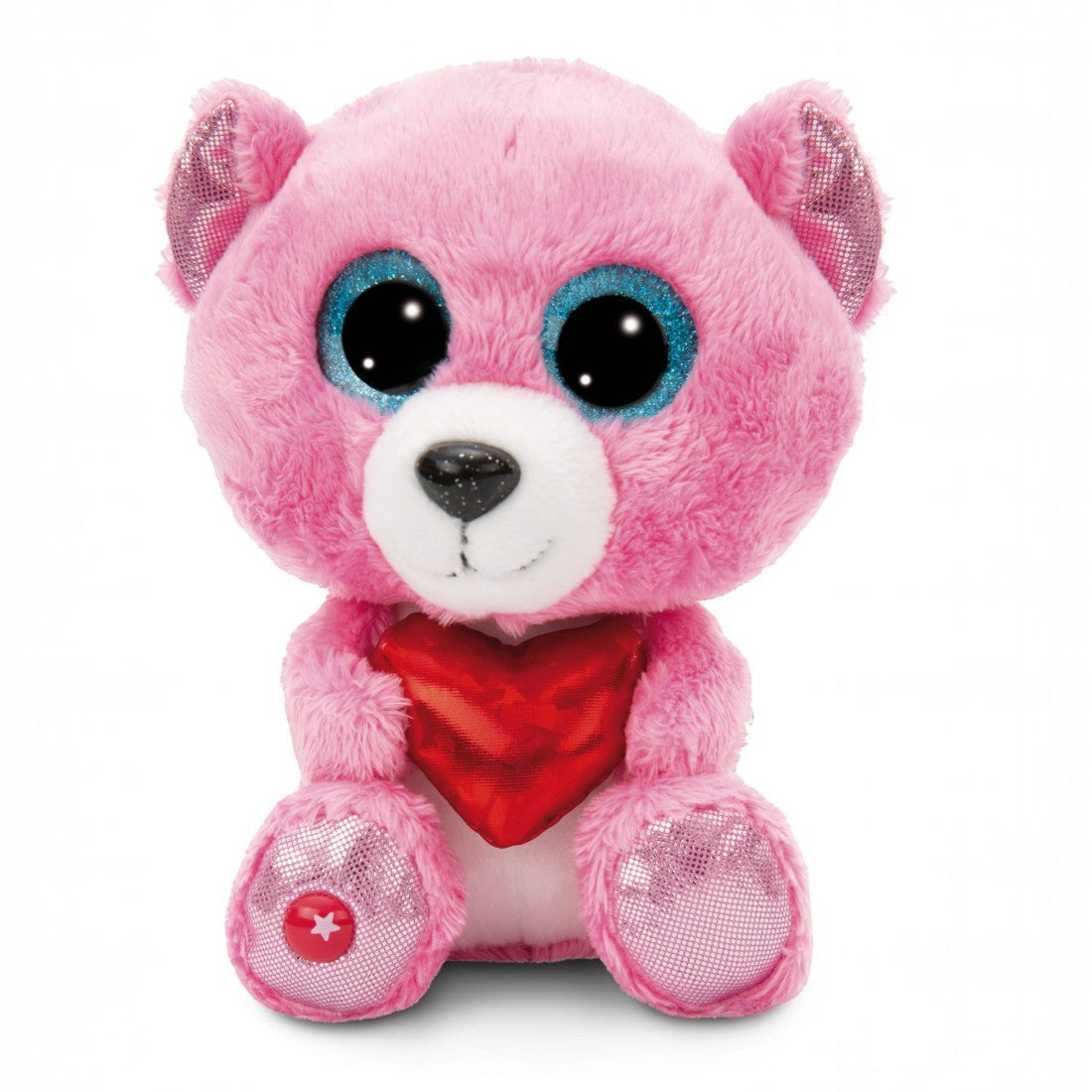 NICI GLUBSCHIS Bär mit Herz Pink – Frontansicht weißer Hintergrund Variante 2