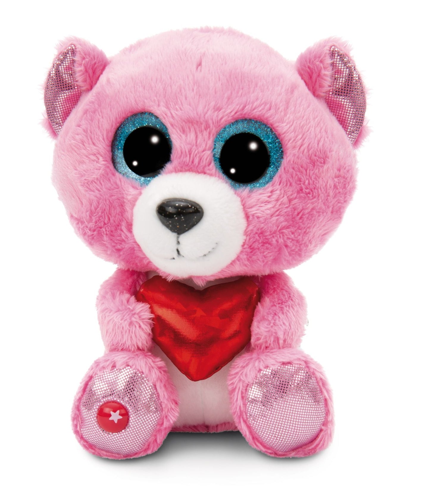 NICI GLUBSCHIS Bär mit Herz Pink – Frontansicht weißer Hintergrund Variante 4