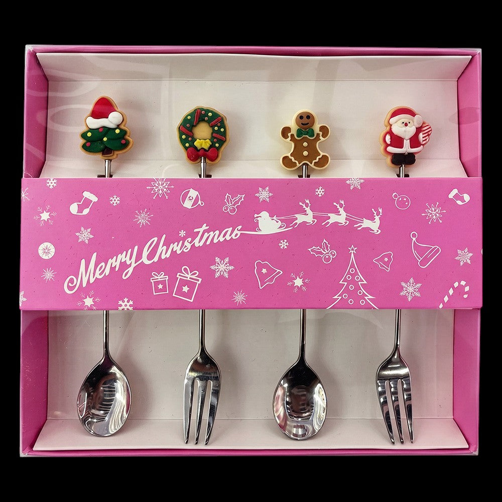 Vintage Geschenkset Dessertbestck 4-teilig Weihnachten Clayre & Eef