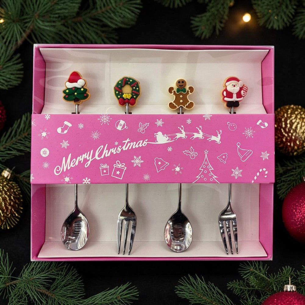 Vintage Geschenkset Dessertbestck 4-teilig Weihnachten Clayre & Eef