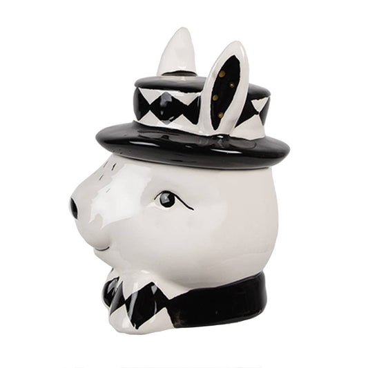 Aufbewahrungsglas Rabbit 11 cm Weiß Schwarz Keramik