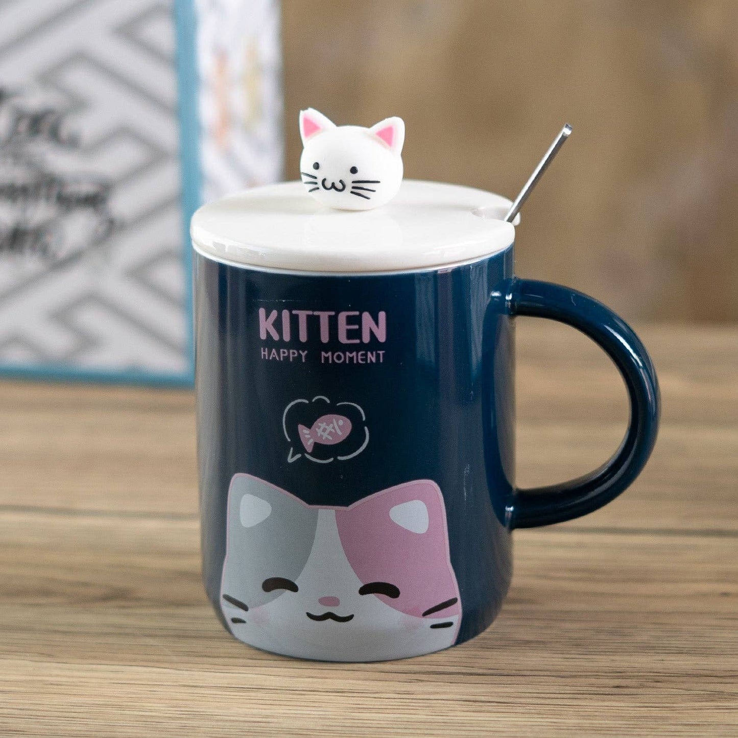 Urban Tokyo "Kitten Happy Moment" Tasse 415 ml Tasse mit Deckel & Löffel