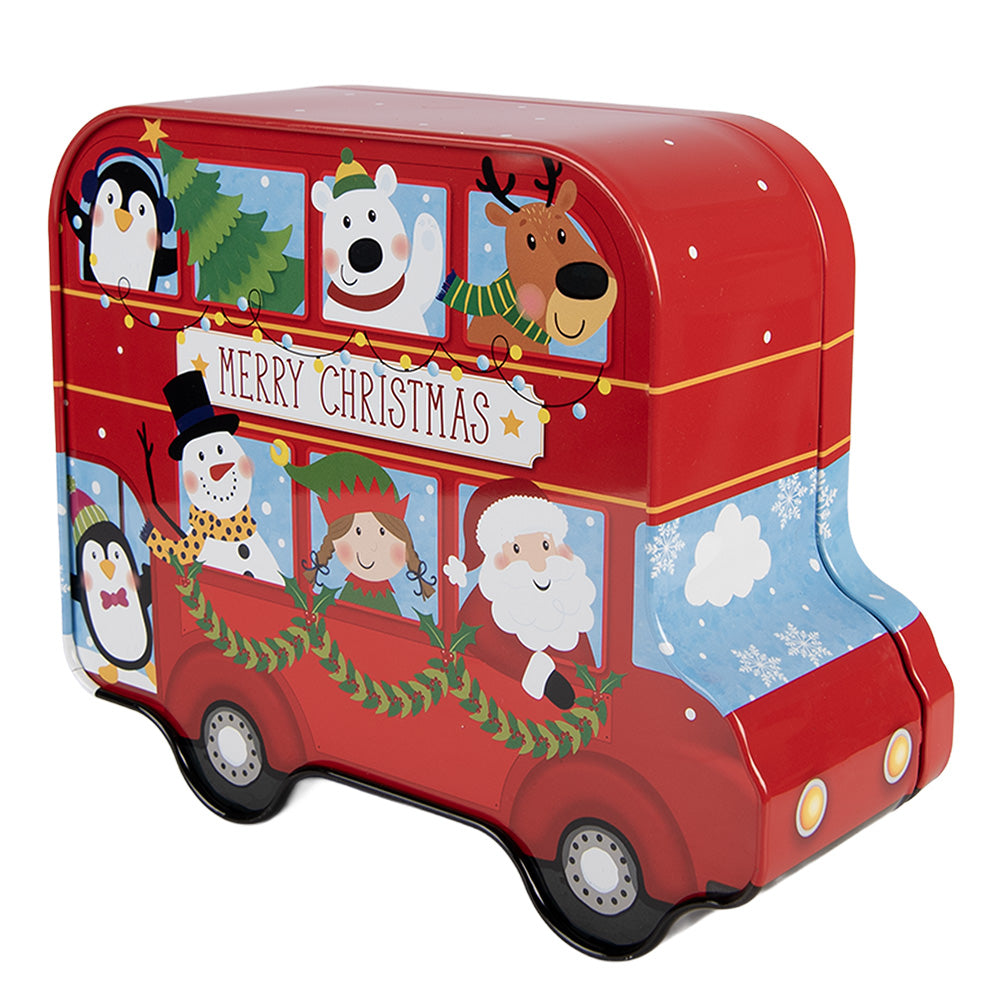 Nostalgische Weihnachts-Blechdose als roter Bus  19x15x7 cm Clayre & Eef