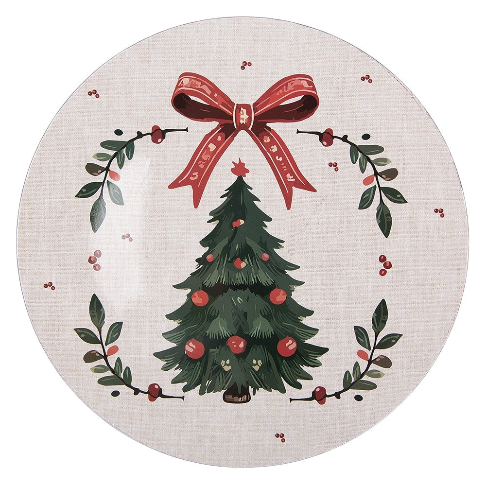 Vintage-Weihnachtsplatzteller mit Tannenbaum – Ø 40 cm Clayre & Eef