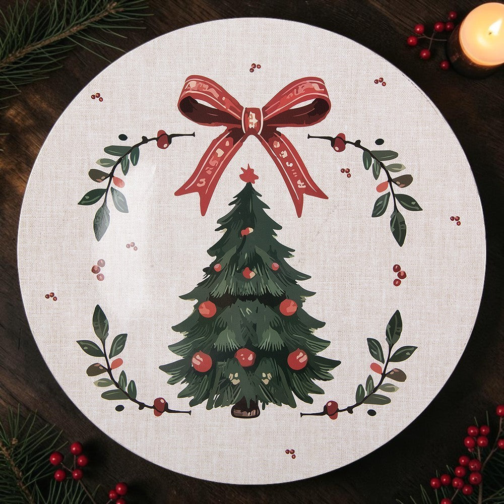 Vintage-Weihnachtsplatzteller mit Tannenbaum – Ø 40 cm Clayre & Eef