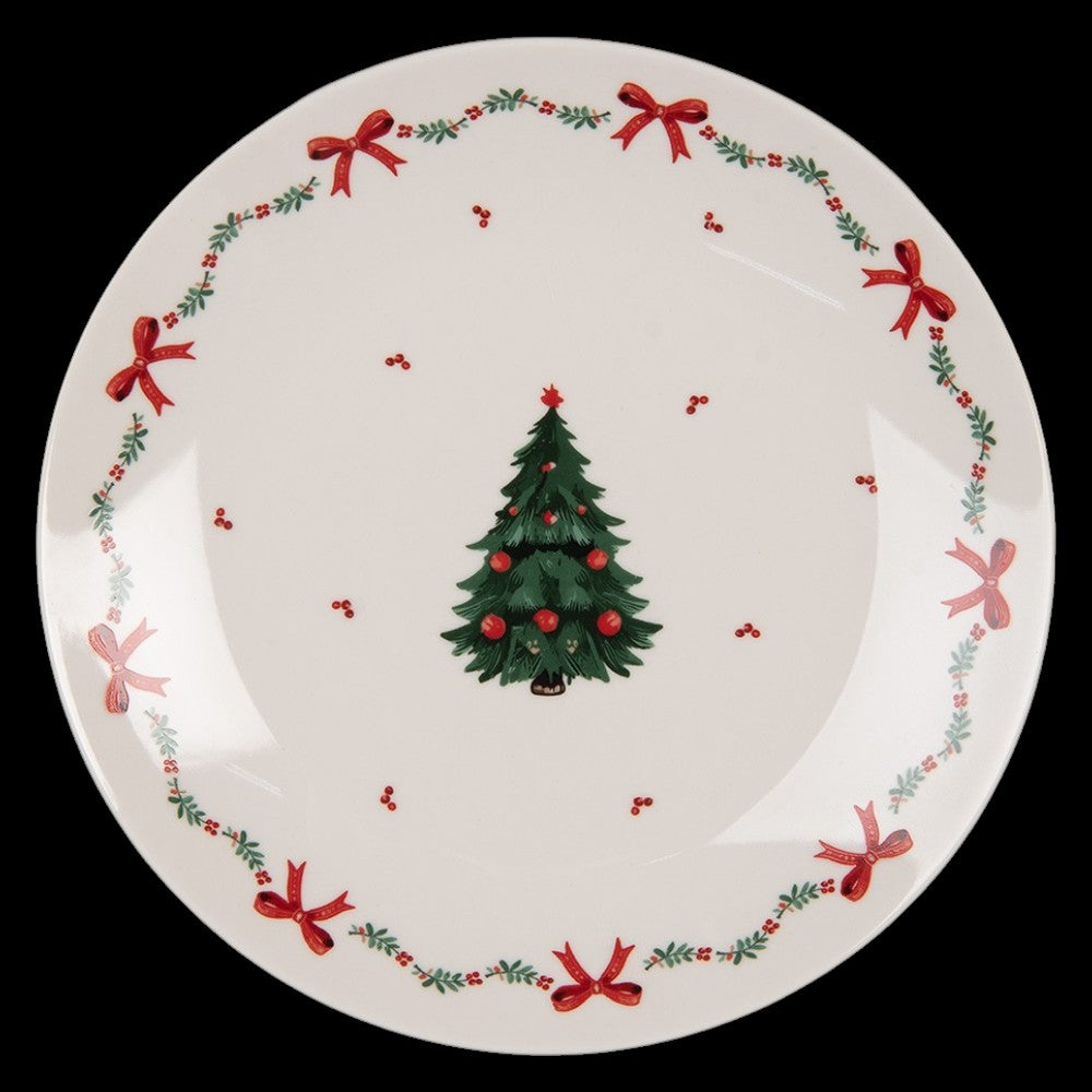 Vintage Frühstücks-Teller Weihnachten mit Tannenbaum Porzellan, Ø 20 cm
