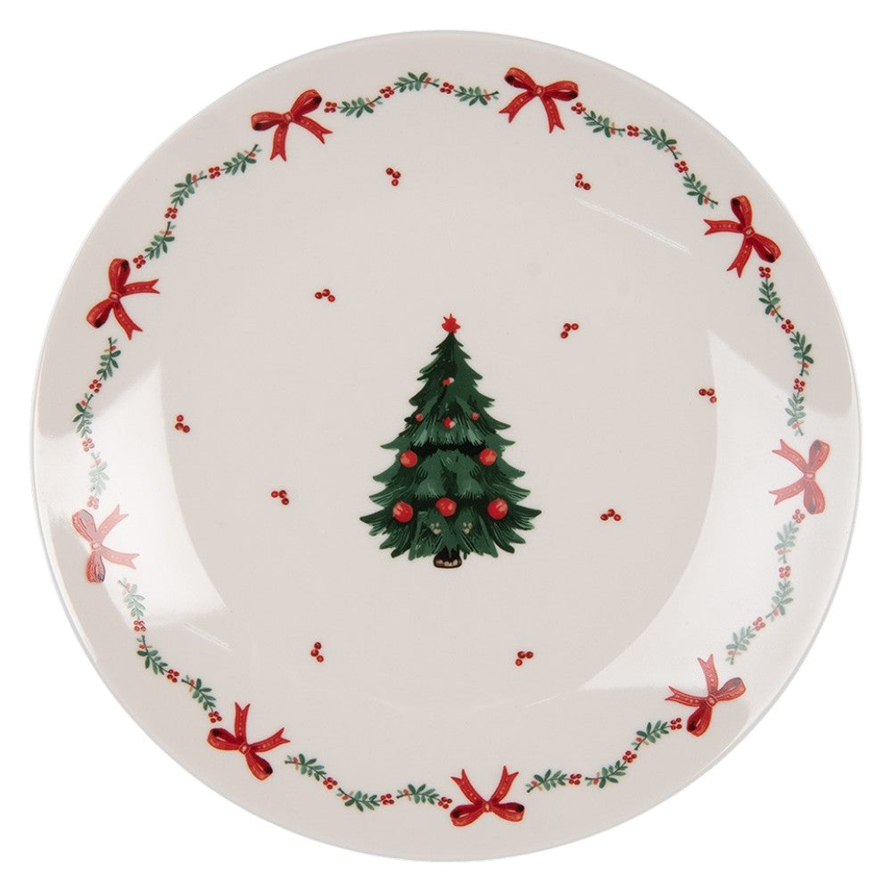 Vintage Frühstücks-Teller Weihnachten mit Tannenbaum Porzellan, Ø 20 cm