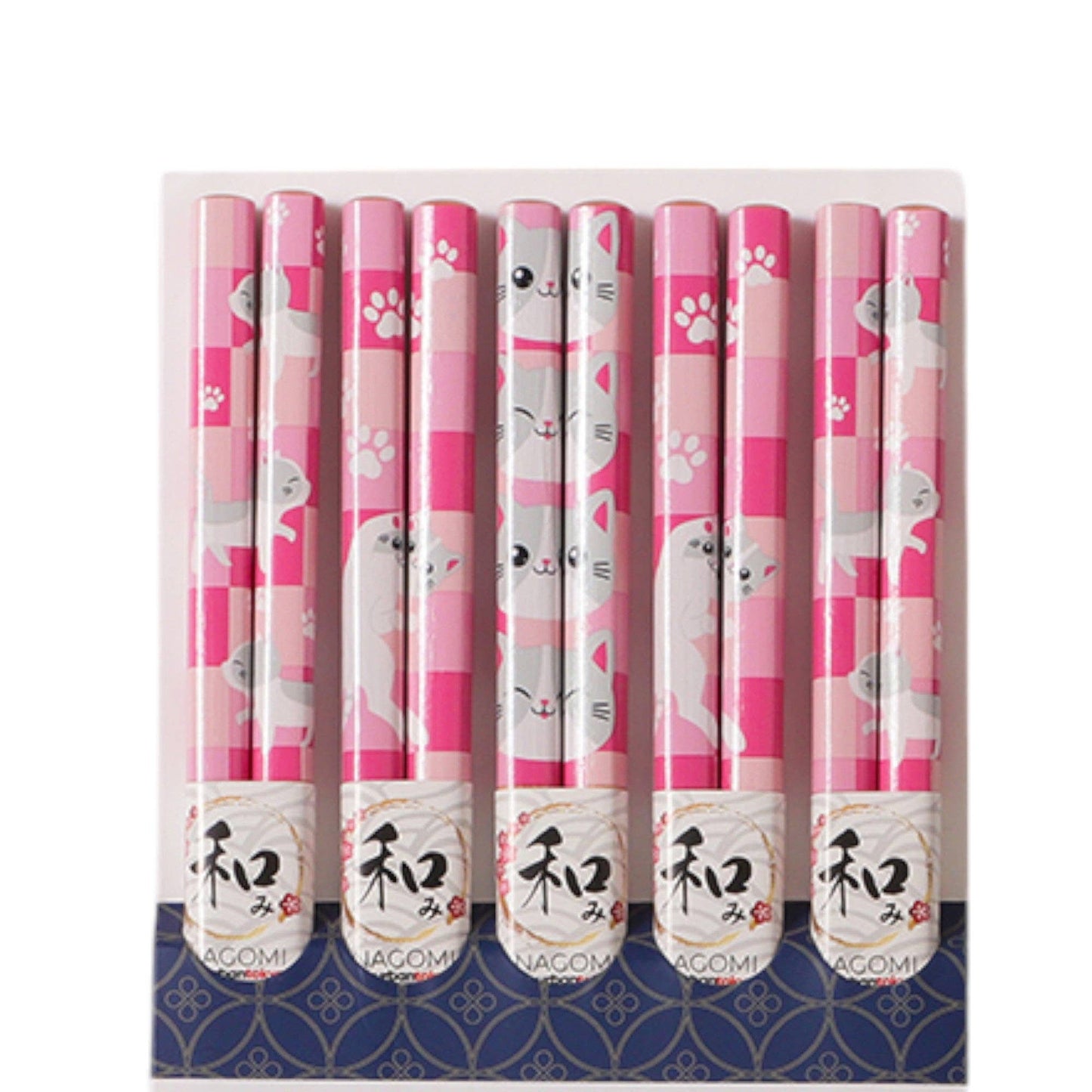 Kawaii 5-teiliges Bambus Katzen-Essstäbchen-Set "Agomi" Neko Friends