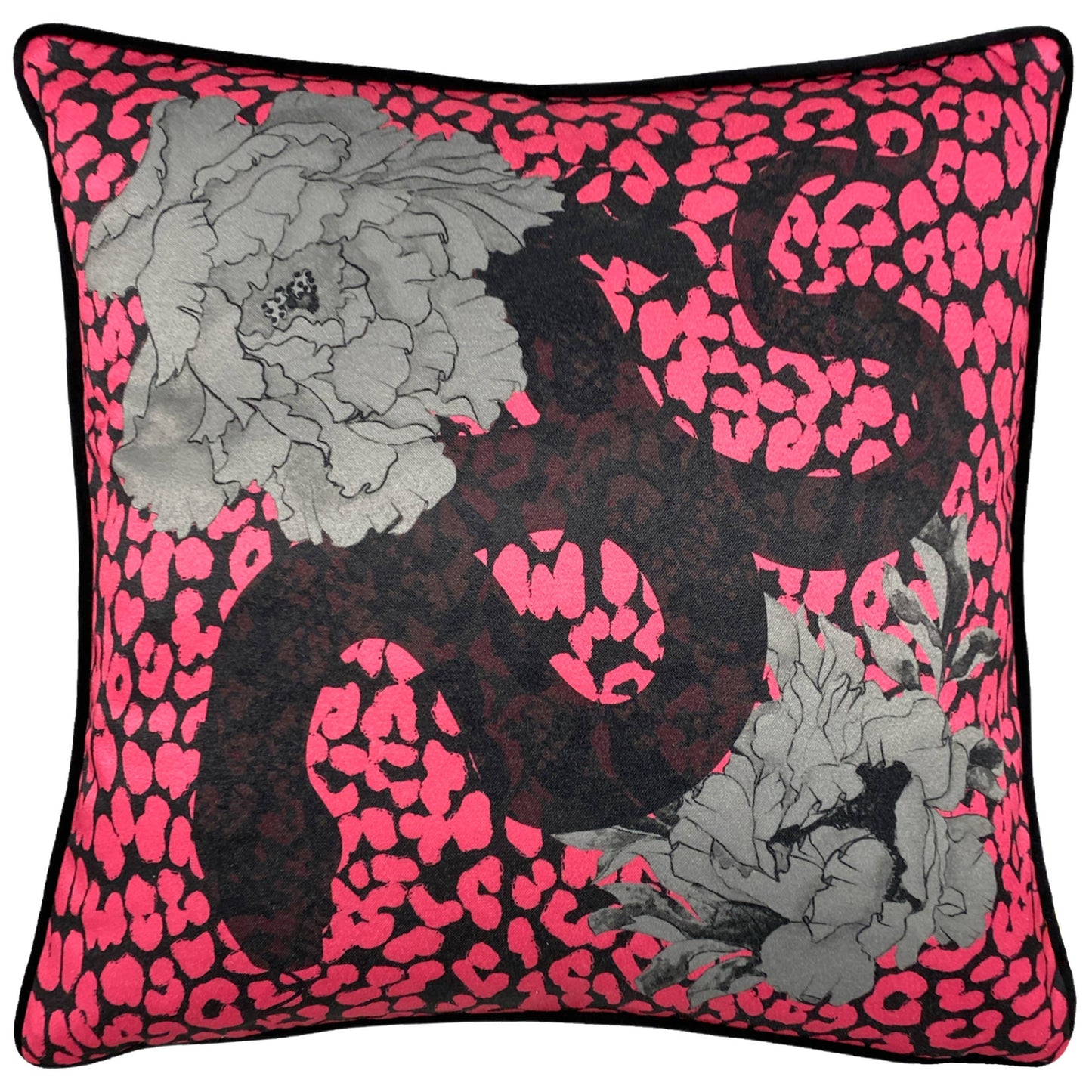 Gothic Dekokissen "Serpentine" aus Samt schwarz-grau-silber 45x45 cm