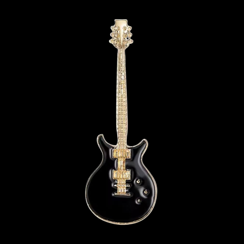 Retro Brosche E-Gitarre in schwarz Musik Accessoires