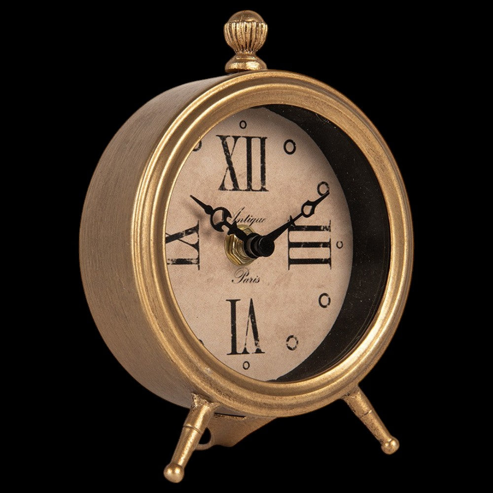 Nostalgische Tischuhr in Antikoptik – Goldfarben, 15 cm
