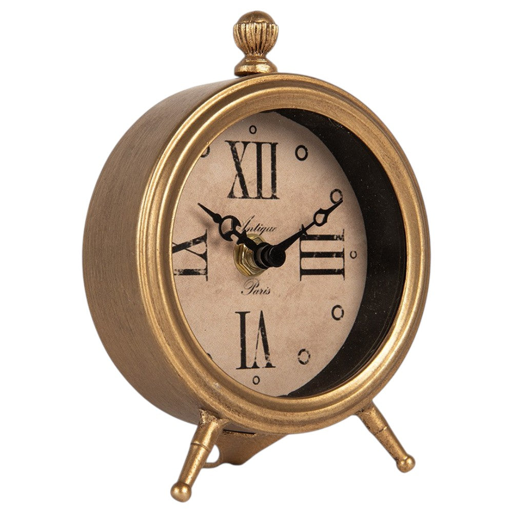 Nostalgische Tischuhr in Antikoptik – Goldfarben, 15 cm