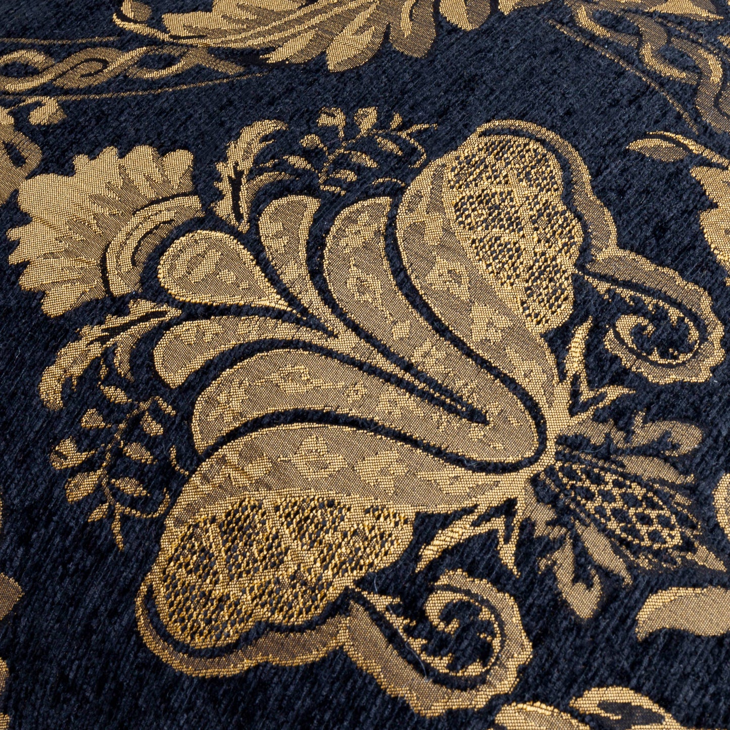 Barockes Jaquard Dekokissen in schwarz-gold 45x45 mit Füllung