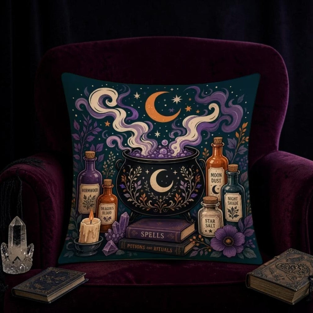 Witch Gothic-Dekokissen mit Zauberkessel 45 × 45 cm