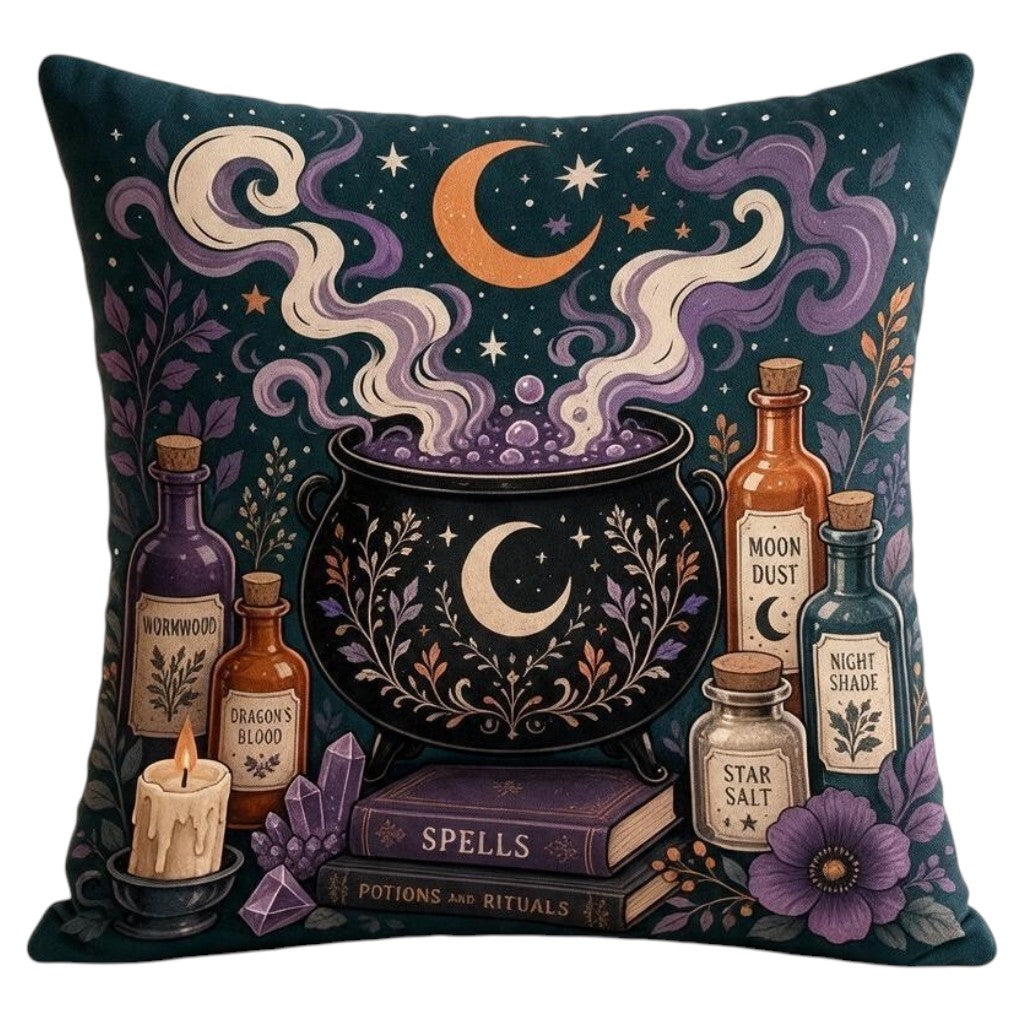 Witch Gothic-Dekokissen mit Zauberkessel 45 × 45 cm