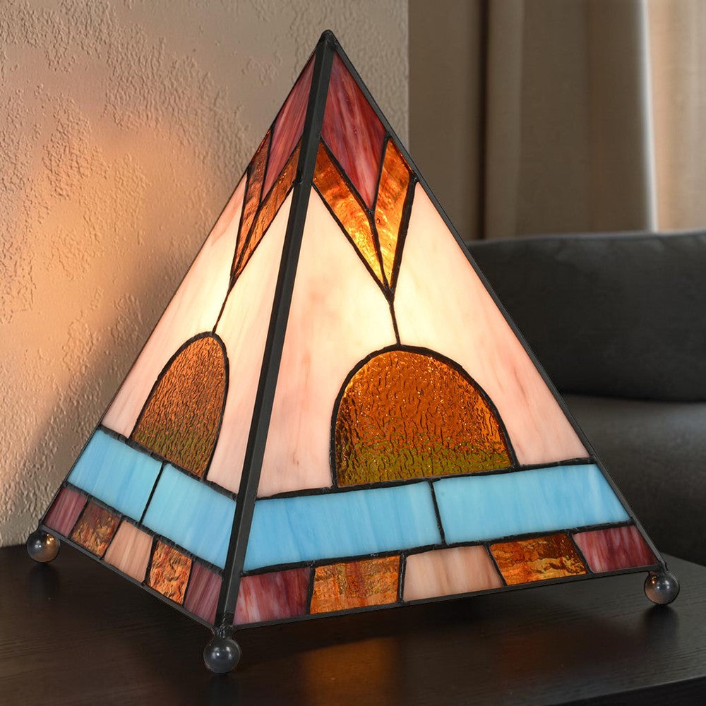 Vintage Tiffany-Tischlampe Pyramide im Art-déco-Stil 30 cm