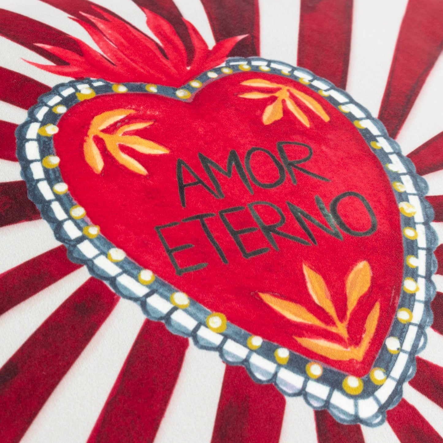 „Amor Eterno“ Samtkissen Dekokissen in weiß-rot 45x45 cm mit Füllung