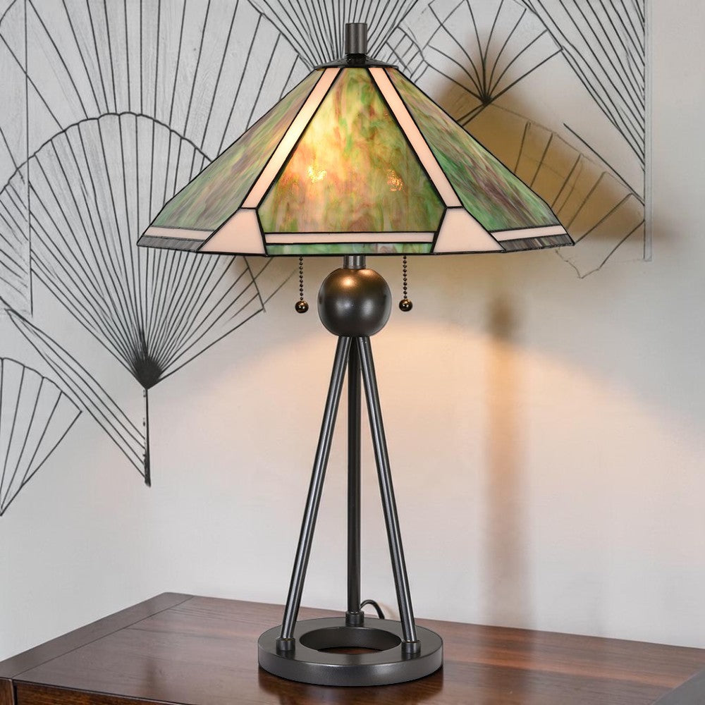 Tiffany Tischlampe Art déco Grün-Braun Ø 50 × 73 cm Clayre & Eef