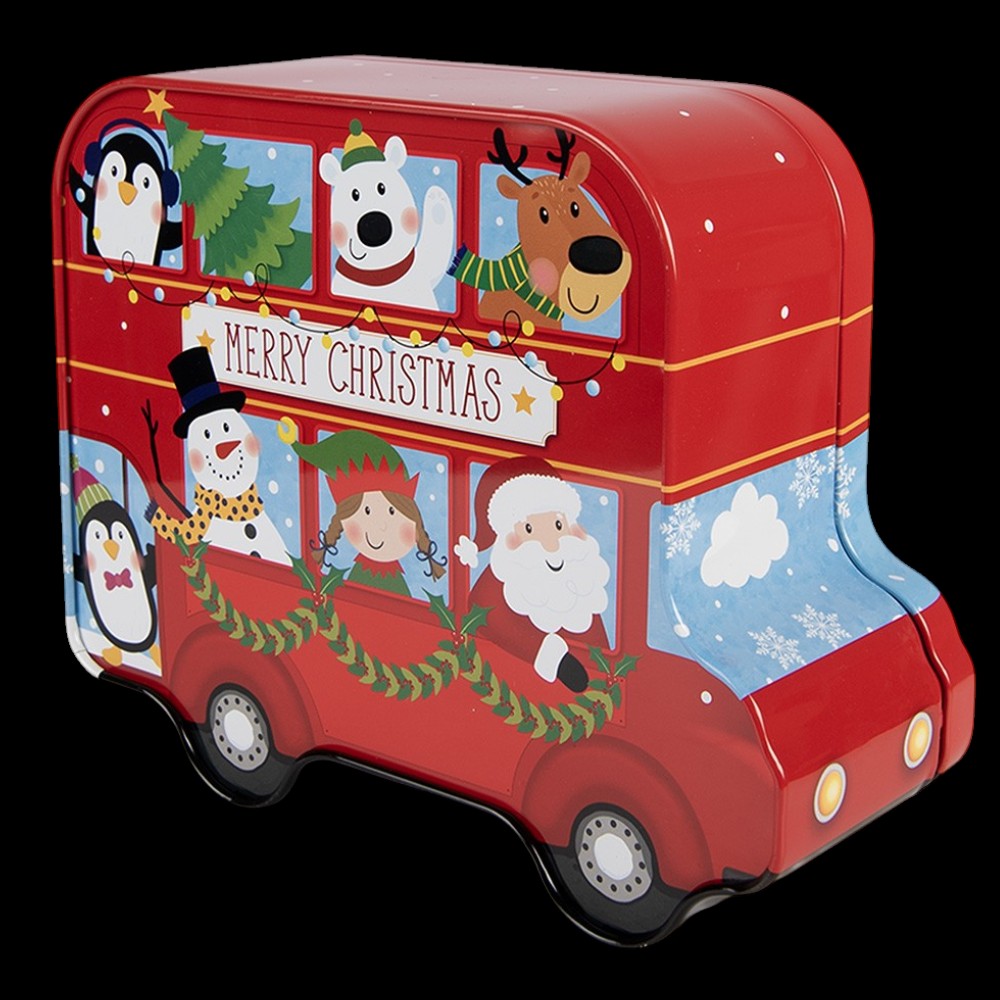 Nostalgische Weihnachts-Blechdose als roter Bus  19x15x7 cm Clayre & Eef