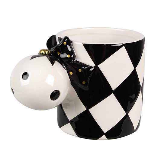 Tasse, 350 ml, schwarz-weißer Keramik Kaffeebecher