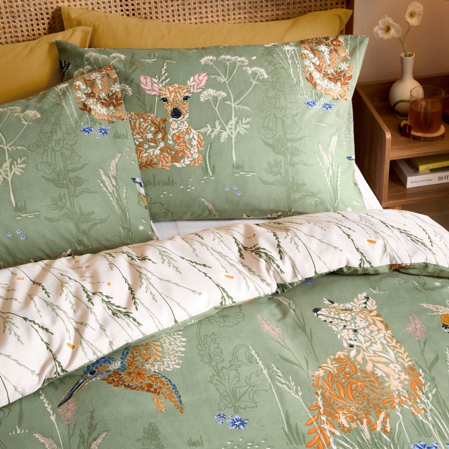 Vintage "Meadow Flora" Bettwäsche-Set – Zauberhafte Waldwiese