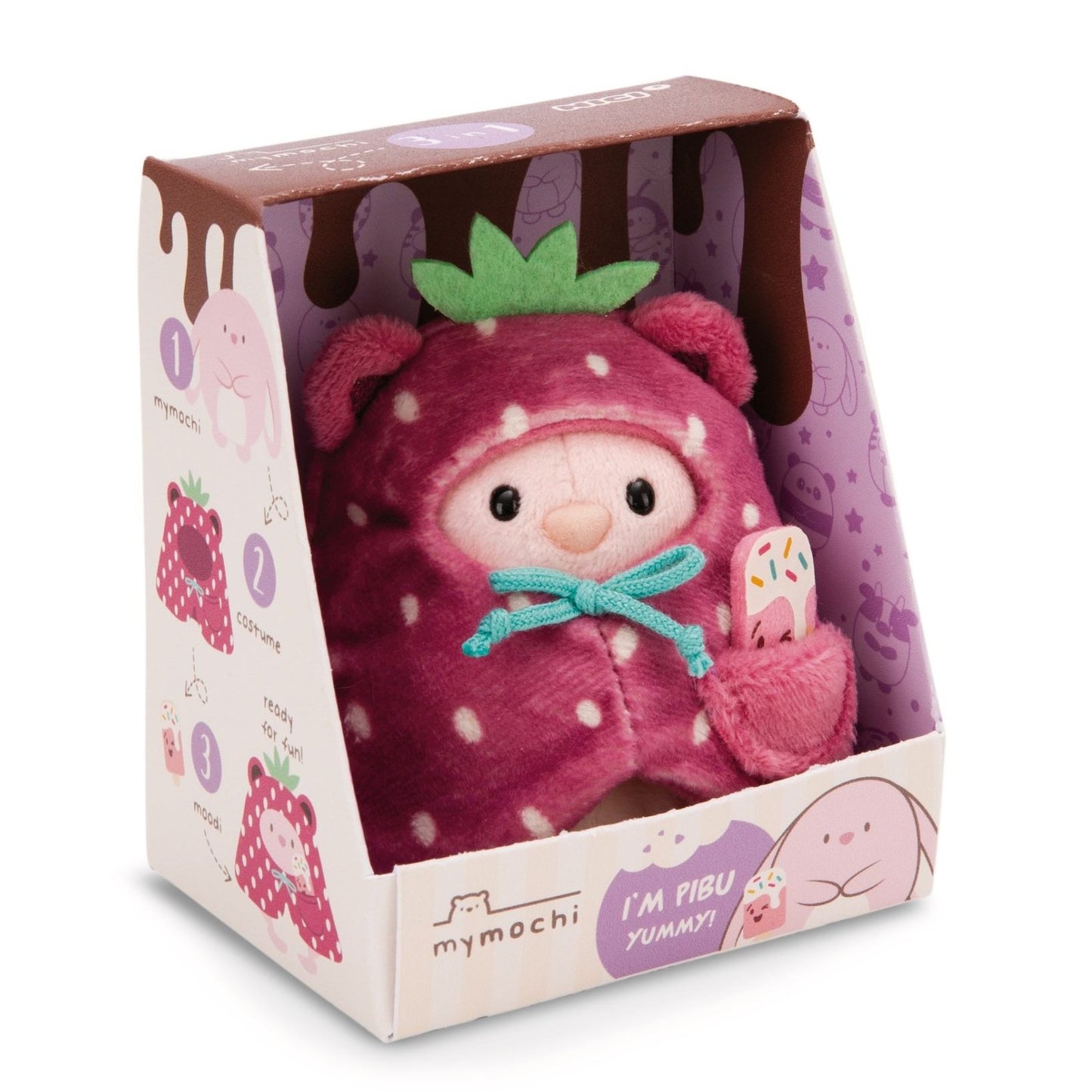 Nici Kuscheltier Hase Pibu 8cm mit Softeis u. Erdbeerkostüm