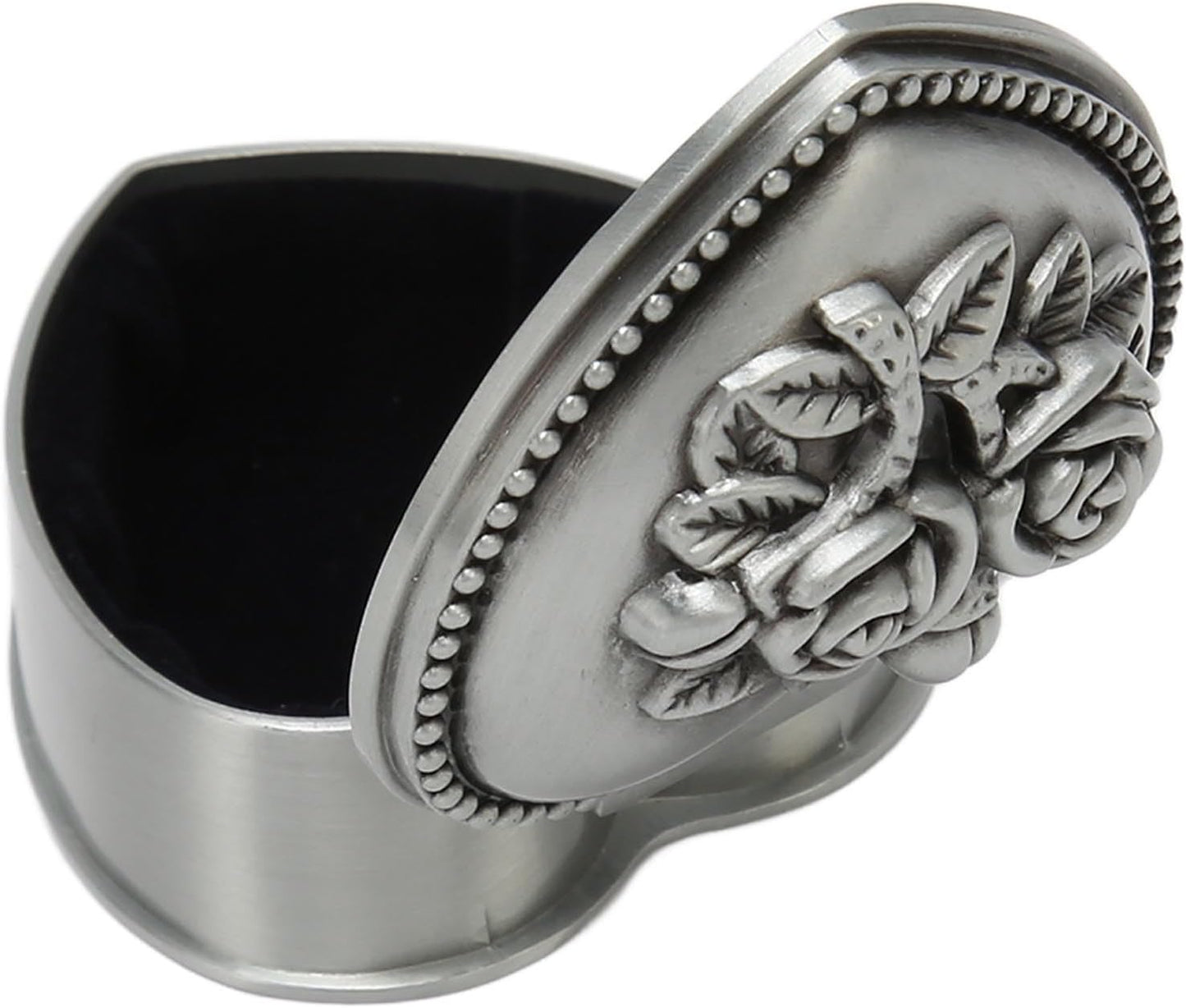 Vintage Schmuckkästchen aus Metall Herz mit Rosen