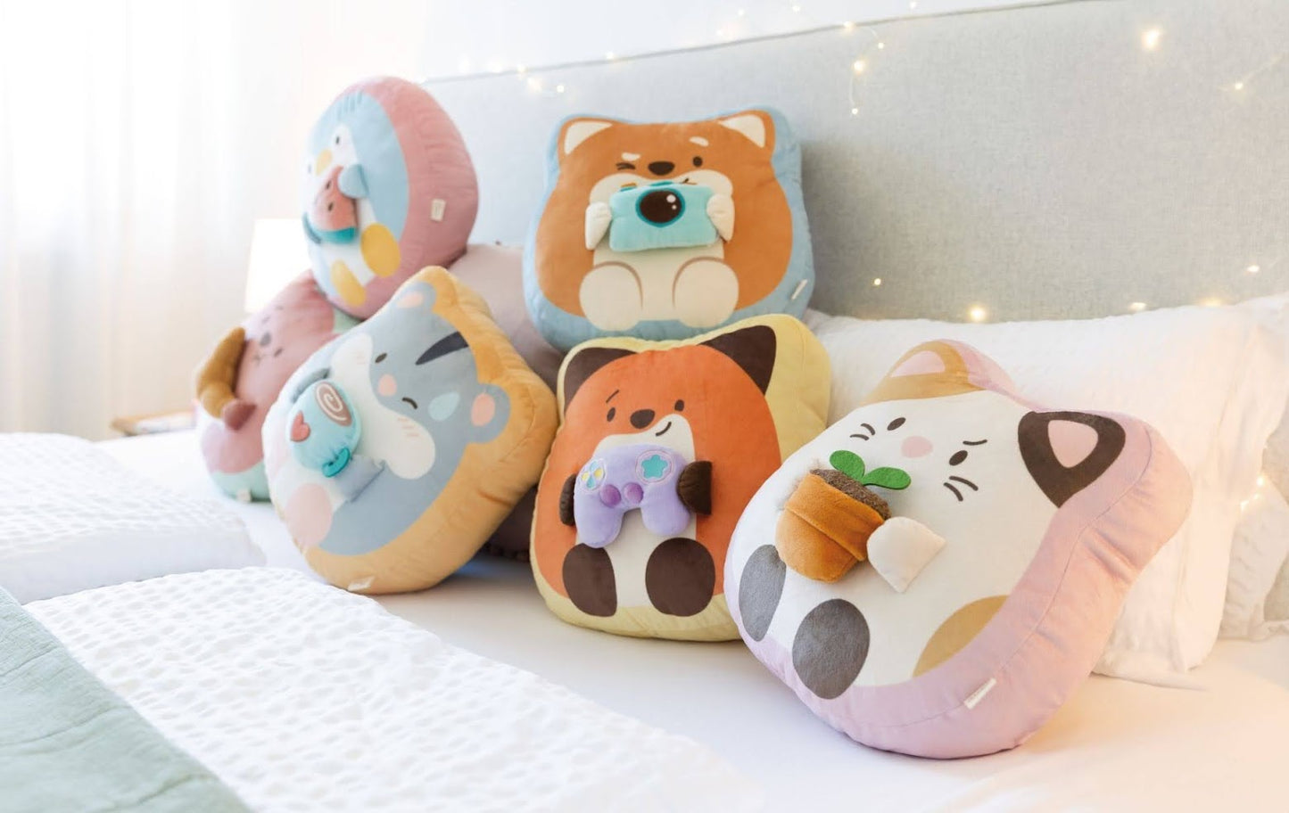 Nici mymochi Kuscheltier 3D Dekokissen Fuchs Geeks mit Spielkonsole