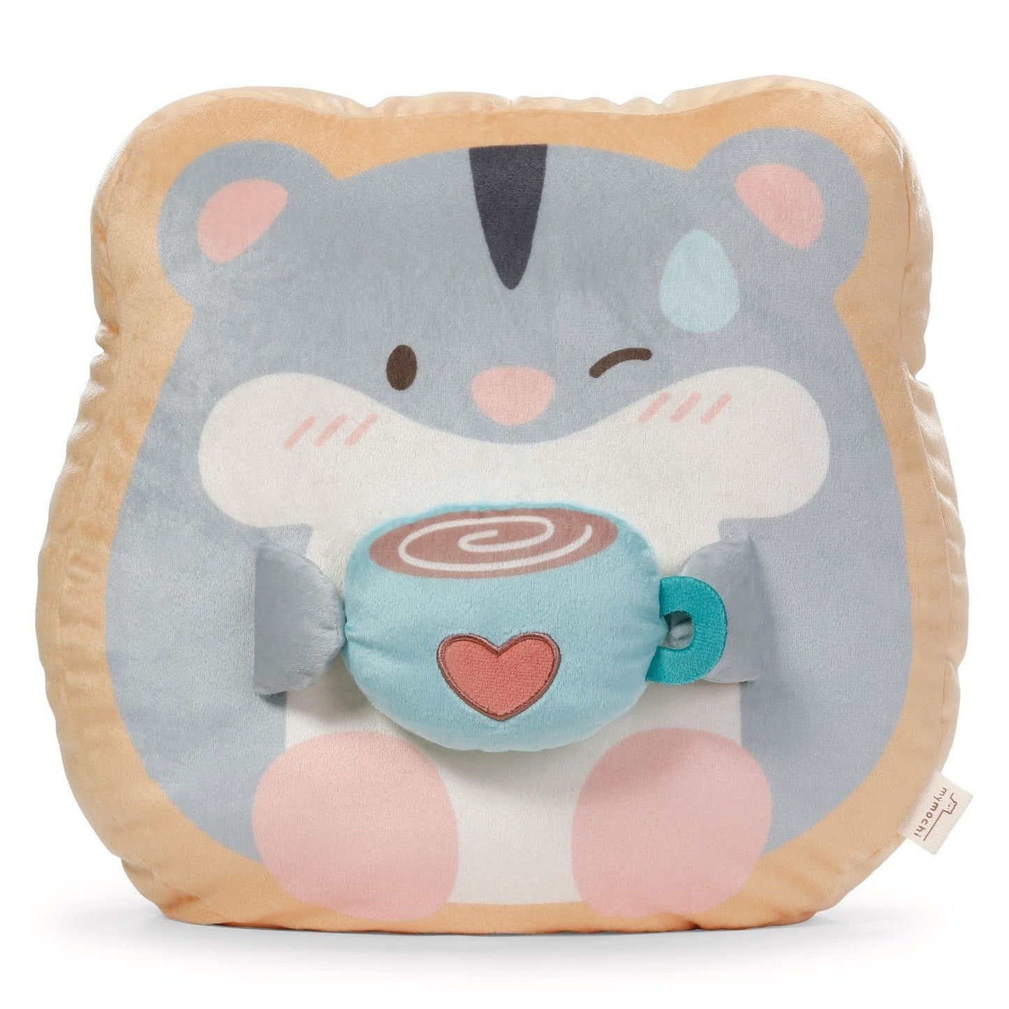 Nici mymochi Kuscheltier 3D Dekokissen KHamster Shai mit Tasse