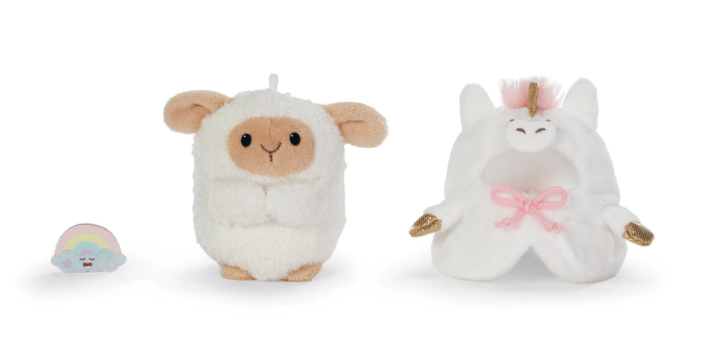 Nici Kuscheltier Set Schaf Wools mit Regenbogen u. Einhornkostüm