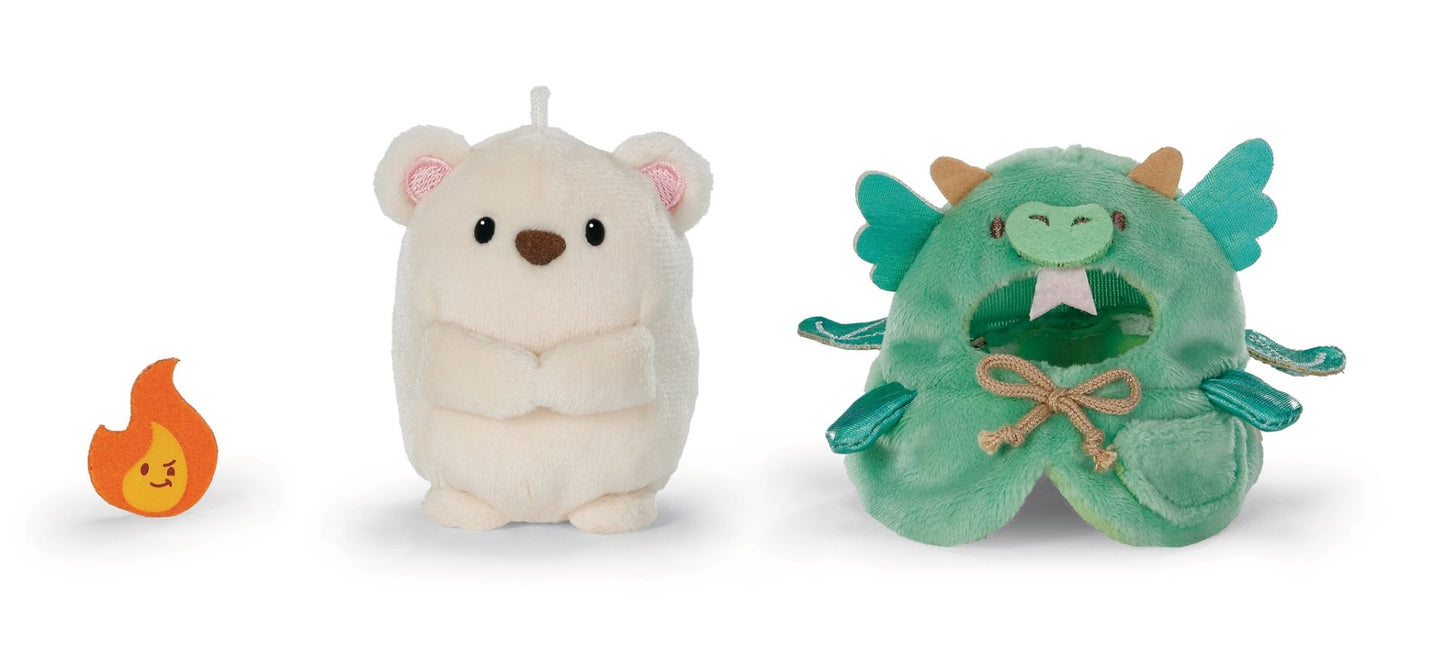 Nici Kuscheltier Set Eisbär Snono mit Flamme u. Drachenkostüm