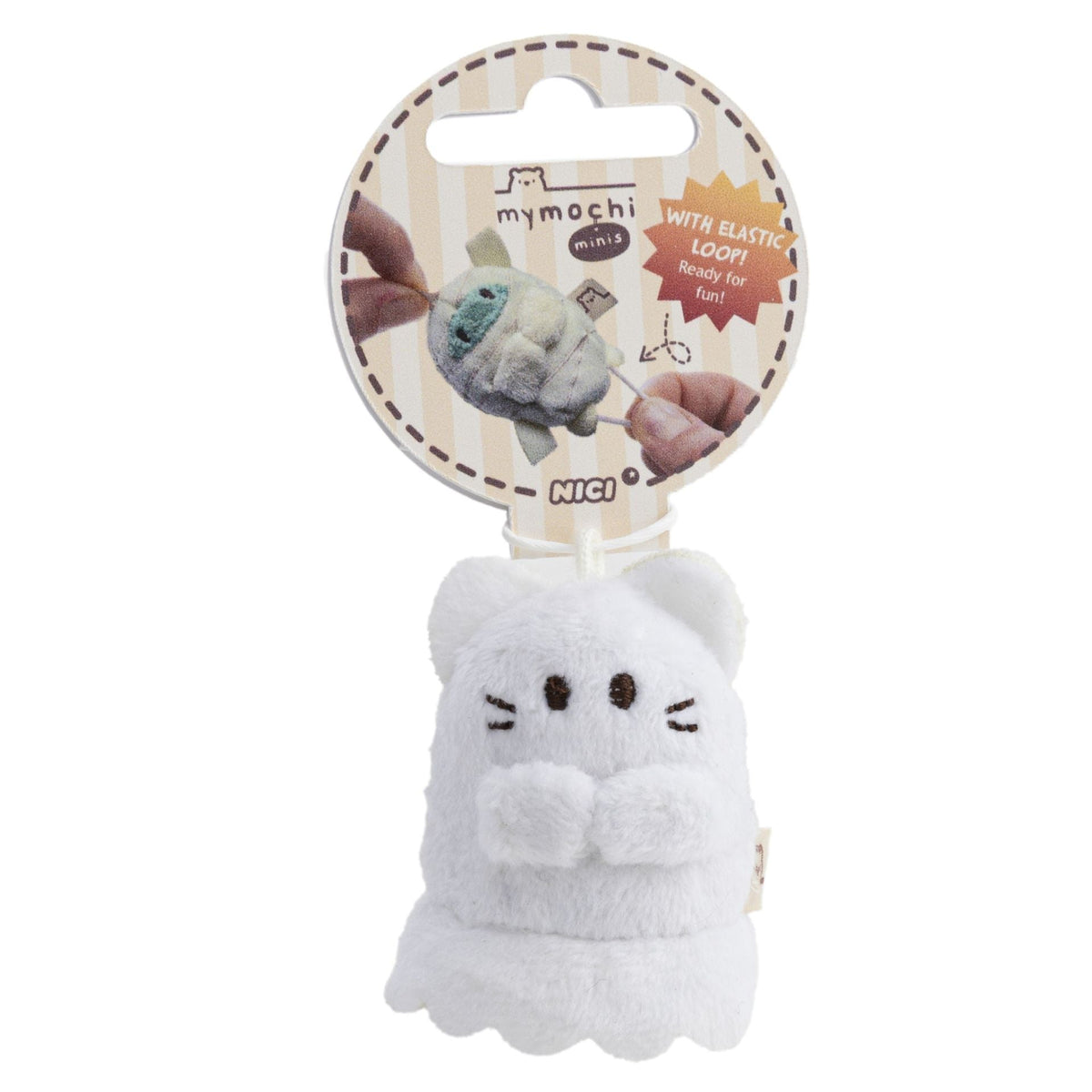 mymochi minis Katze Angy Gespenst – elastische Schlaufe Demo in Händen