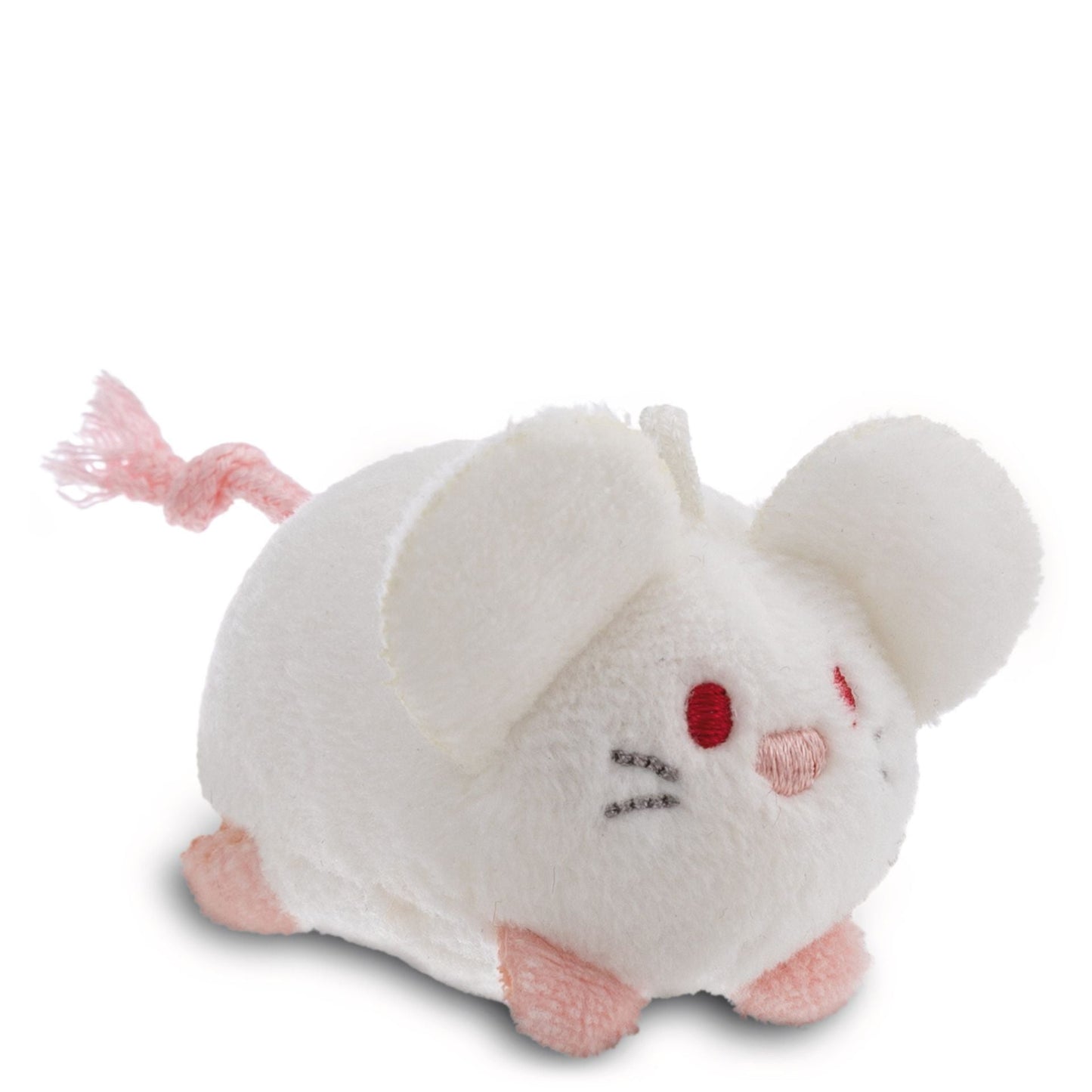 mymochi minis Maus Wibbli – Seitenansicht mit pinkem Schwanz